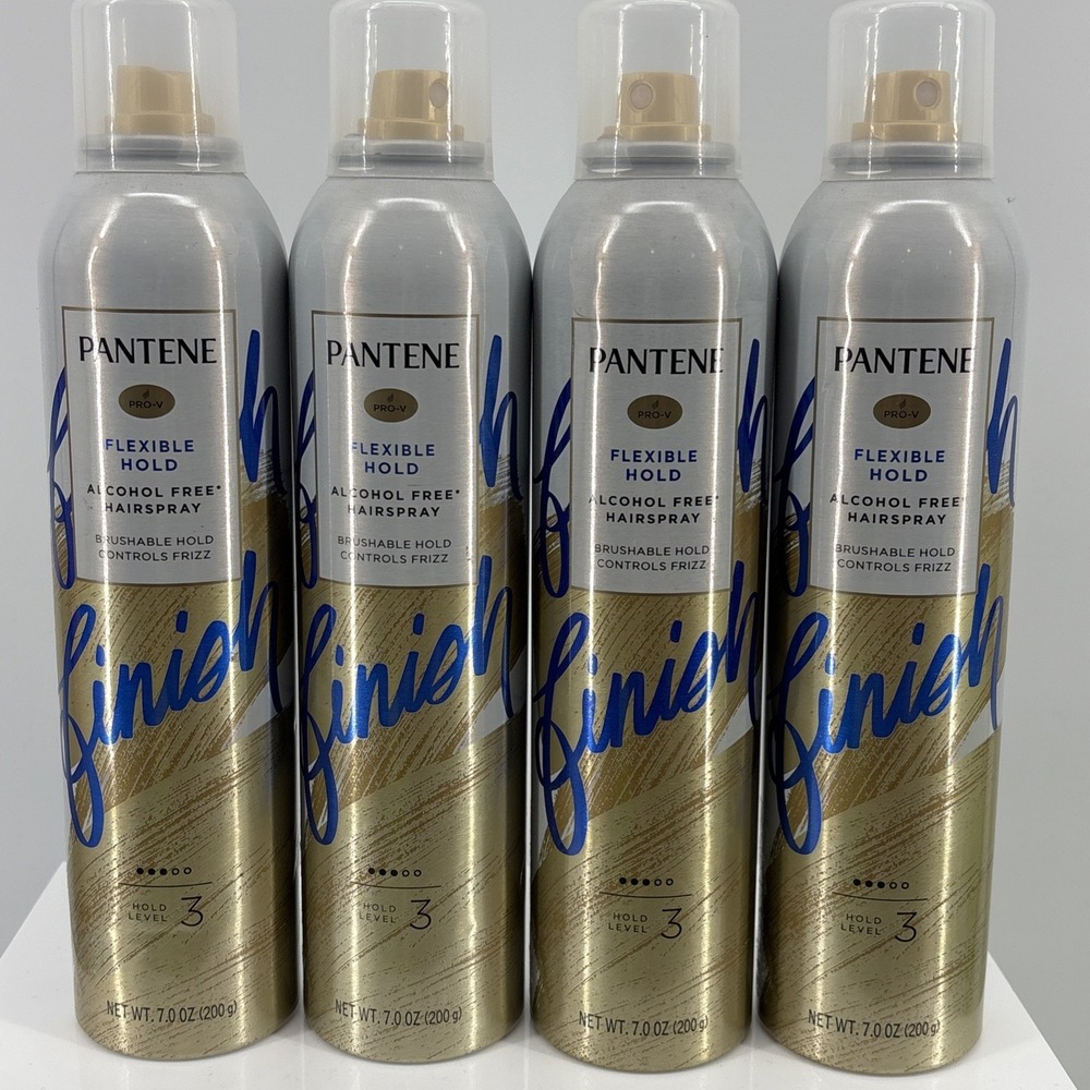 4 Cans Pantene Pro-V Flexible Hold Hairspray Level 3 Frizz Control 7oz Aerosol